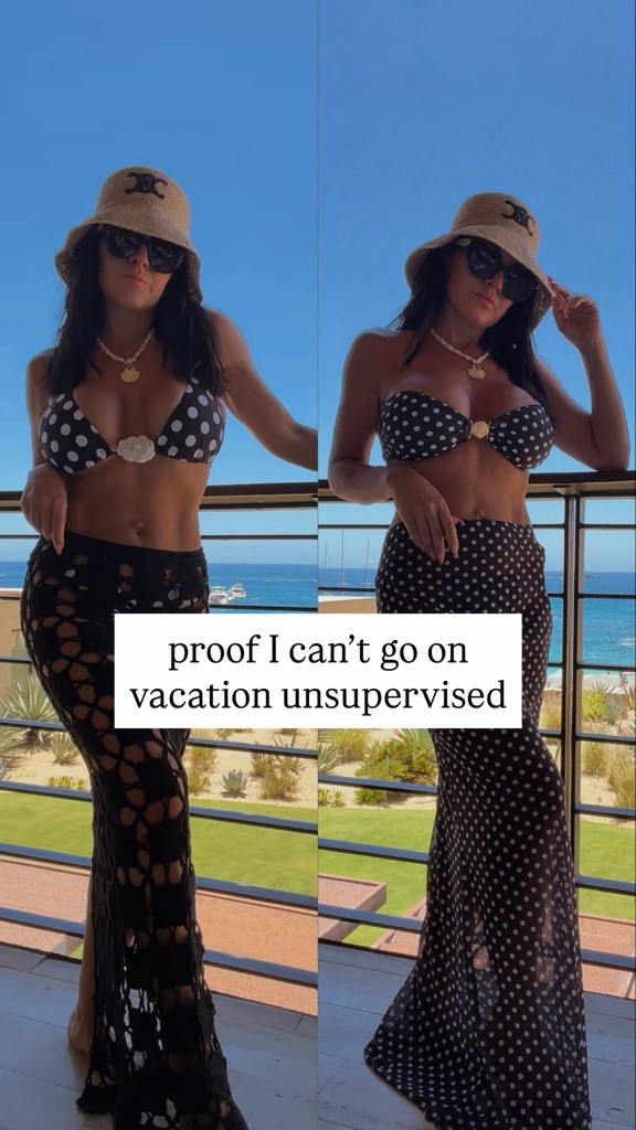 Something about a polka dot bikini in Cabo just feels elite. Add the giant hat, the ocean view, a dramatic little coverup… suddenly I’m walking around the resort like I have a yacht waiting downstairs 😂✨

These are the kinds of beach looks that make you feel hot BEFORE you even leave the room. Flattering, lightweight, easy to throw on, and they photograph SO good against the water 🤍

Also fully convinced vacation outfits should always be a little extra. If I’m going to the beach, I’m going to the beach in a LOOK 😂☀️

Wearing a size small

5’2” • 130 lbs • 25” waist • 34DD

#PetiteFashion #Over40Style #BeachStyle #AmazonFashion #ResortWear