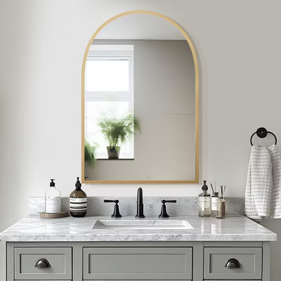 Aluminum Alloy Thin Edge Right Angle Arch-shaped Gold Hanging Mirror 91*61*1.5cm (Double-sided Installation) | Target