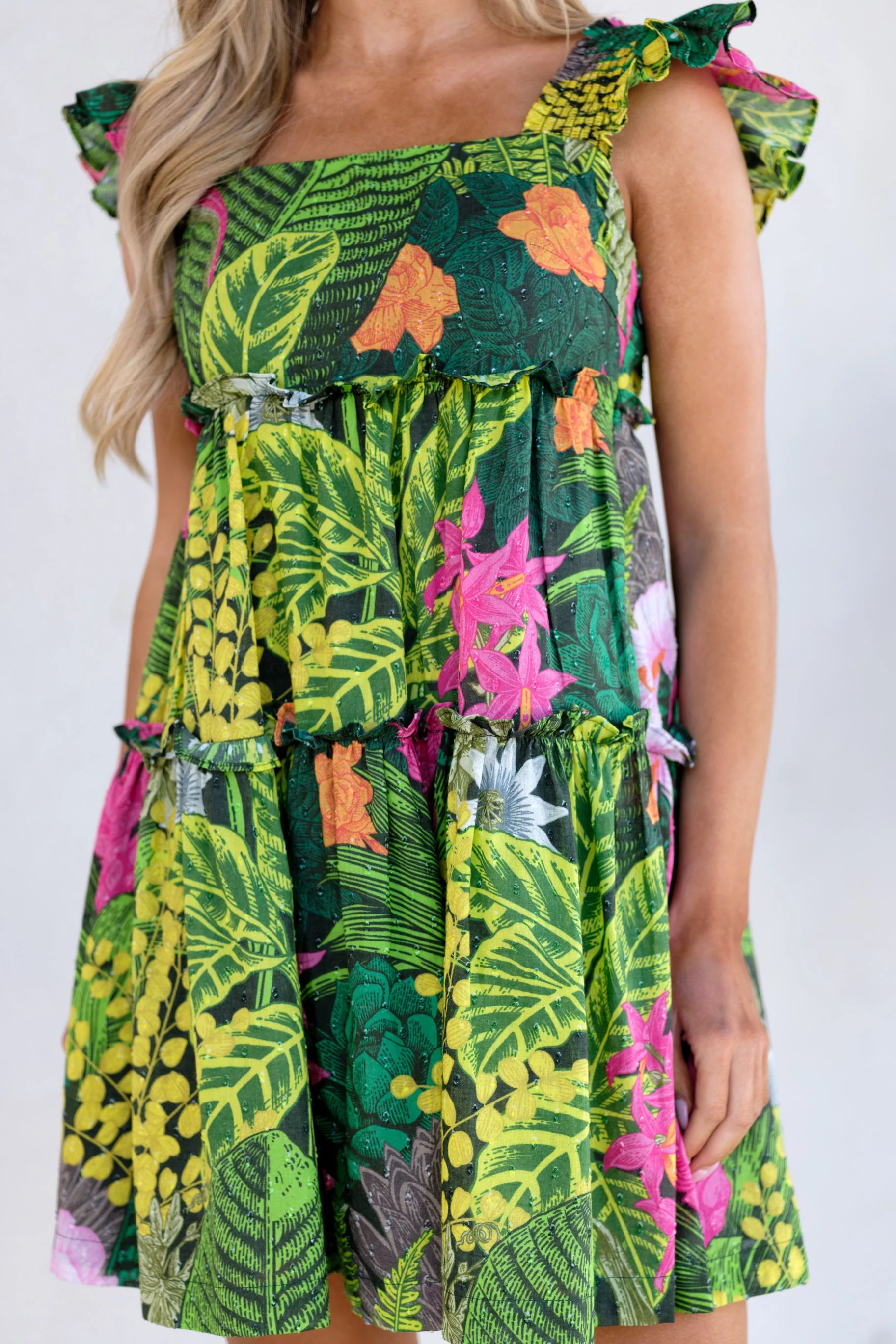 Overcome Odds Green Tropical Print Dress | Red Dress 
