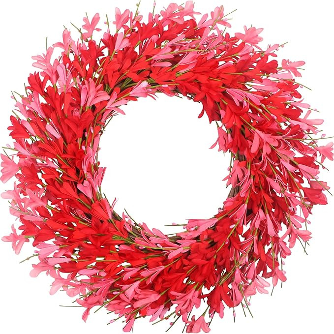 Pink Wreath Forsythia Wreath, 22 Inch Forsythia Wreaths for Front Door, Pink Wreaths for Front Do... | Amazon (US)