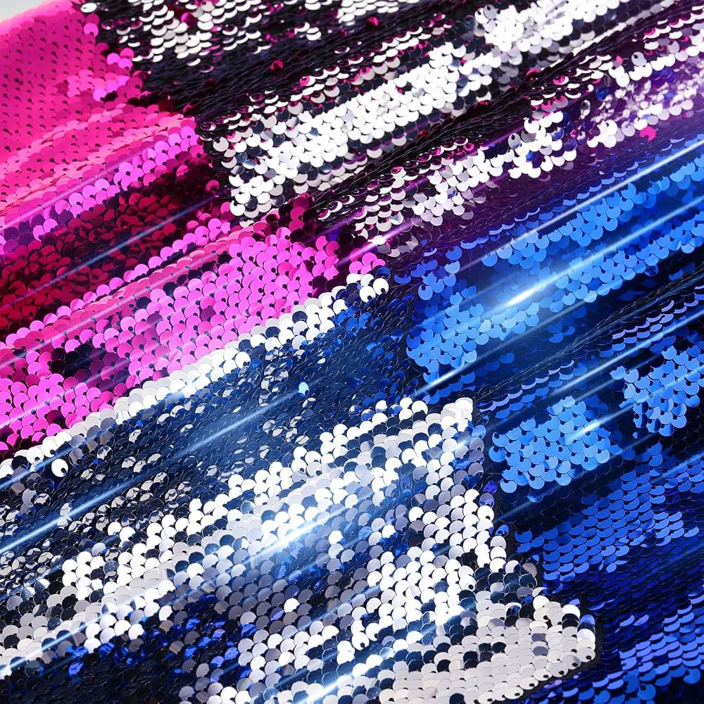 2 Pcs Reversible Sequin Fabric by The Yard Sensory Wall Sequin Flip Fabric Mermaid Sensory Sequin... | Amazon (US)