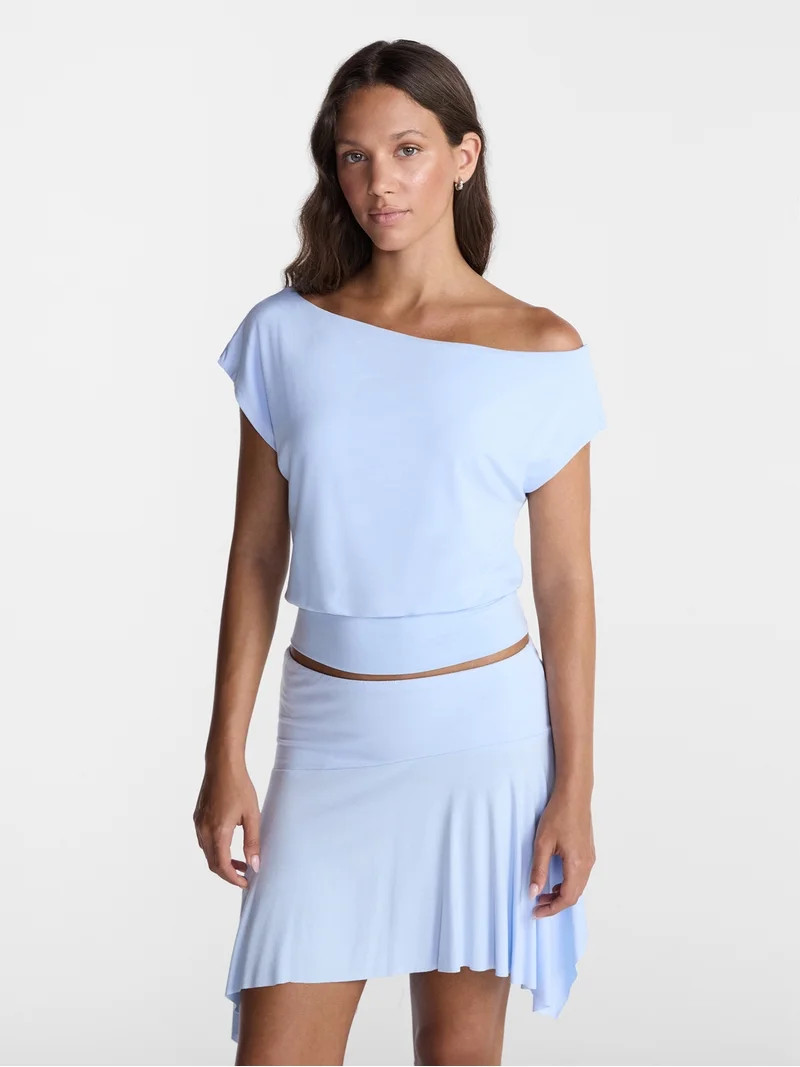 No Boundaries Asymmetrical Top with Banded Bottom, Women's XXS-XXL | Walmart (US)