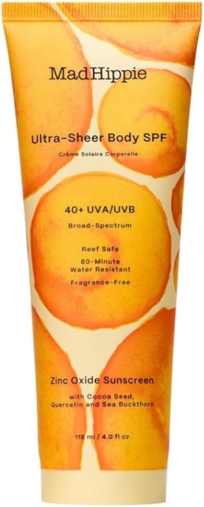 Mad Hippie Ultra Sheer Body Sunscreen, 40 SPF Travel Sunscreen, Zinc Oxide Mineral Sunscreen Loti... | Amazon (US)