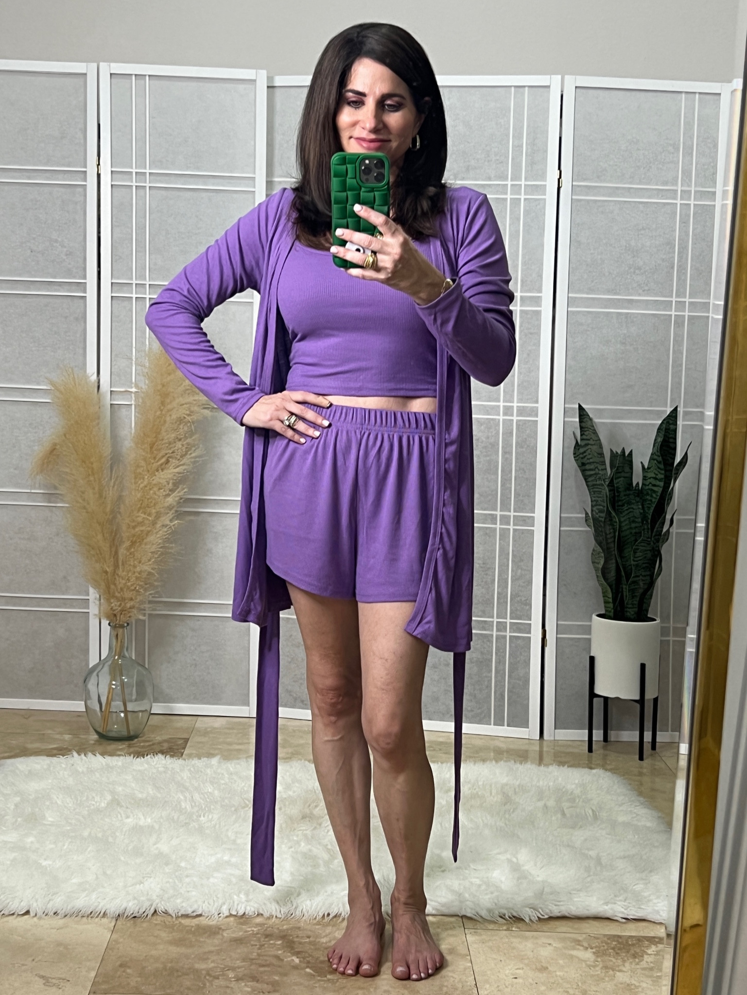 3 piece Pajama set 
Wearing a sm 

#LTKunder50 #LTKstyletip #LTKhome