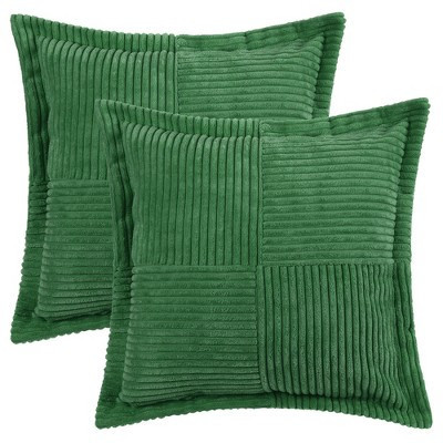 Unique Bargains Home Decorations Solid Wide Bordered Corduroy Striped Throw Pillow Covers 2 Pcs Green 18" x 18" | Target