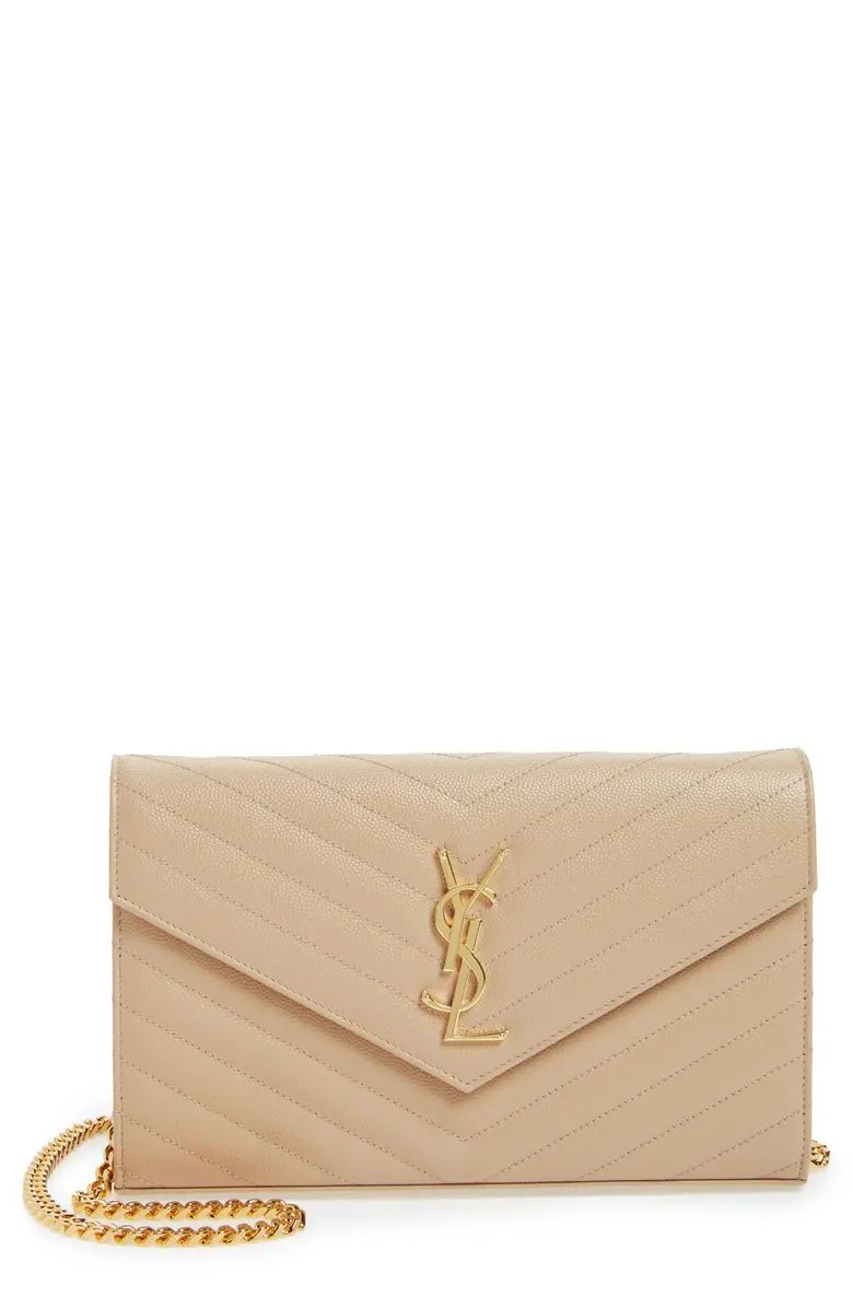 Saint Laurent Large Monogram Quilted Leather Wallet on a Chain | Nordstrom | Nordstrom