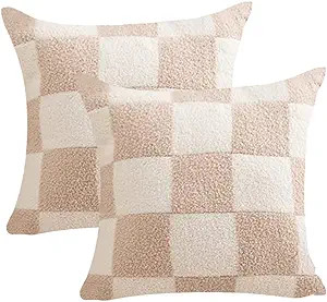 NIDITW Set of 2 Ultra Soft Khaki Checkerboard Throw Pillow Cover Microfiber Chessboard Gingham Cu... | Amazon (US)