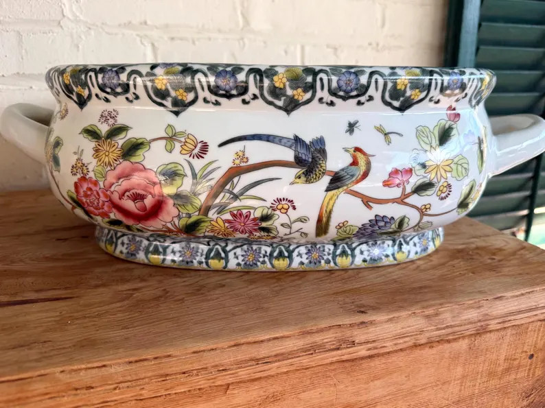 Vintage Chinese Porcelain Foot Bath Basin, Chinoiserie Koi Fish Planter Bowl, Famille Rose Canton... | Etsy (Global)