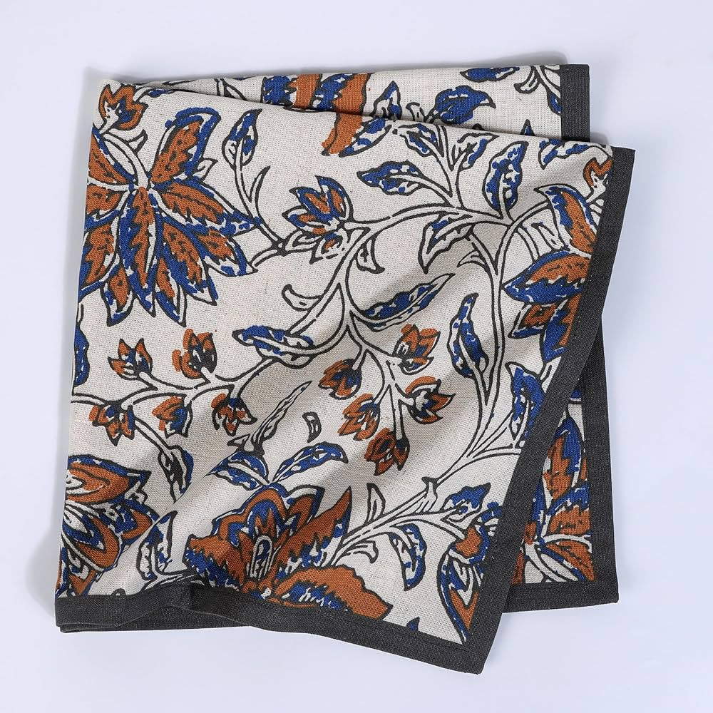 Fingercraft Cloth Napkin Cotton Linen Blend Printed Table Napkins Soft and Absorbent Fabric, 12 P... | Amazon (US)