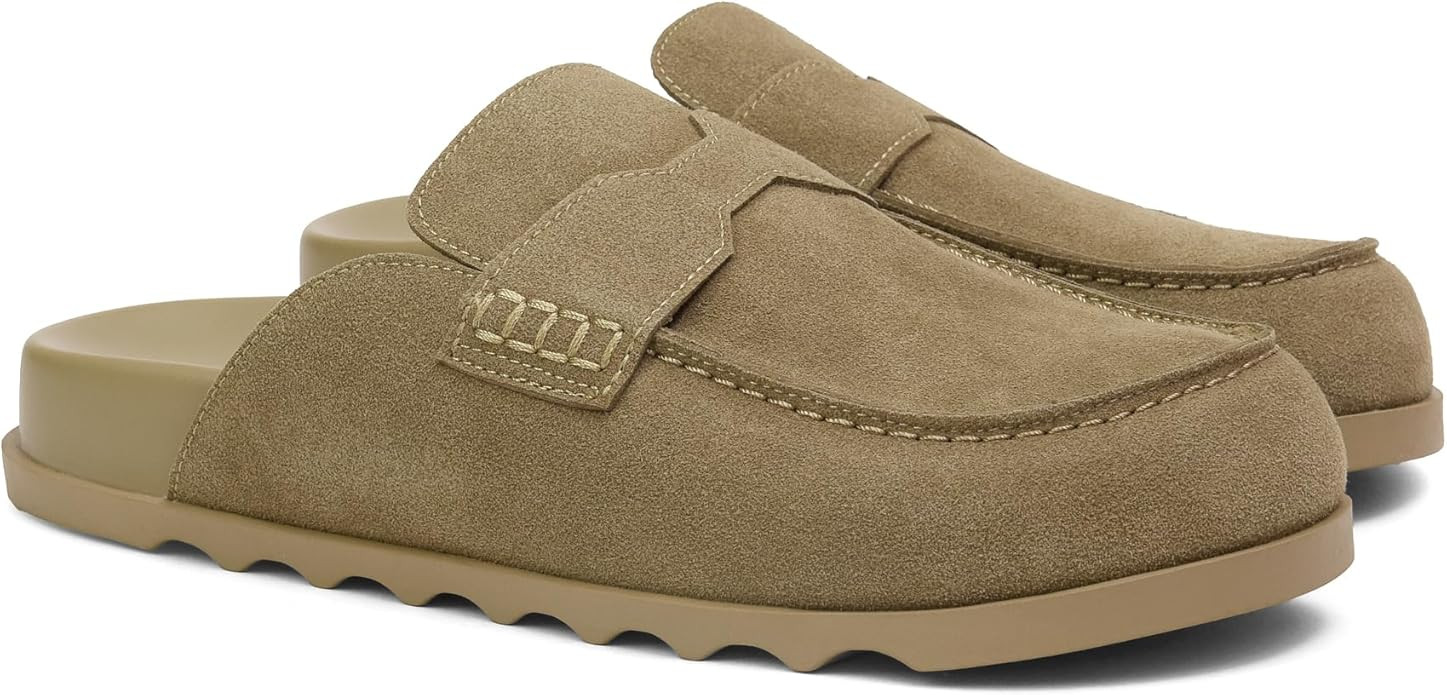 iiimmu Women's Suede Mule Loafers Backless Slip On Flats Casual Round Toe Comfort Slides | Amazon (US)