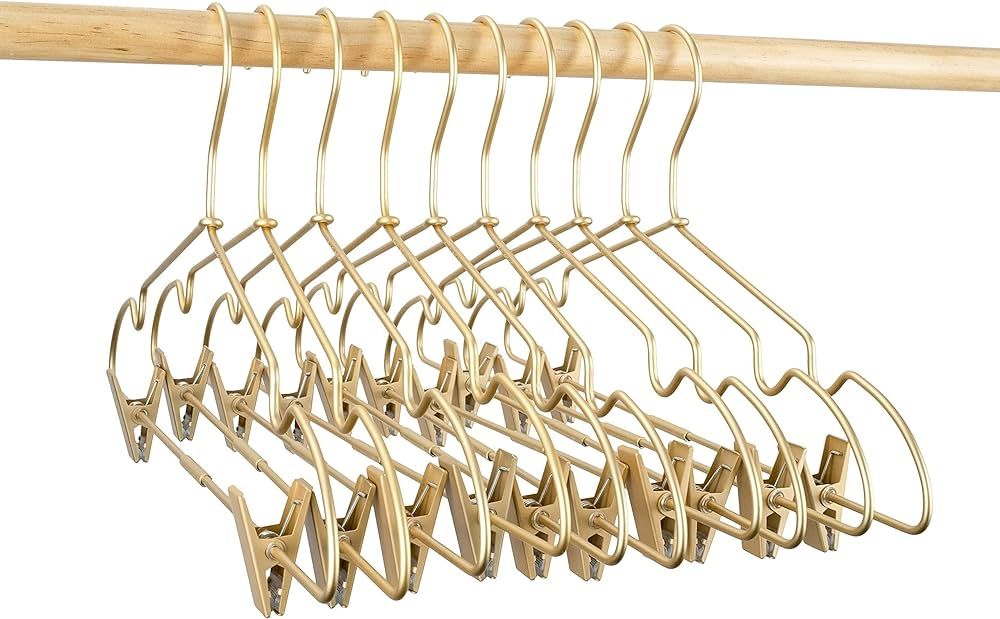 Koobay 12.5" Gold Metal Baby Clothes Clips Hanger Children Kids Coat Hanger Display and Storage 1... | Amazon (US)