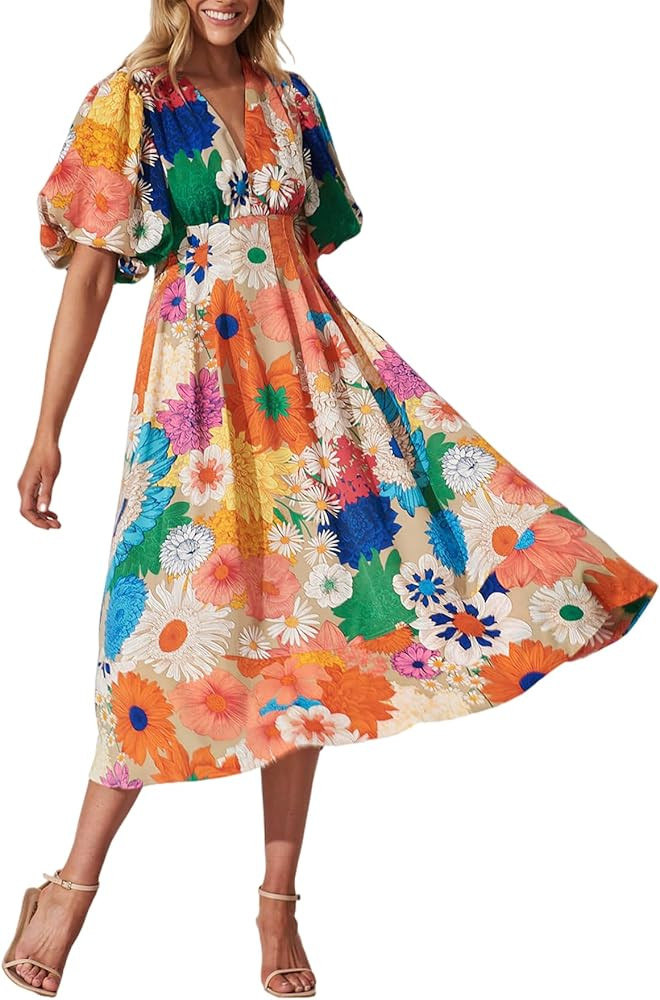 Maxigerui Women's Summer Floral Maxi Dress Spring Wedding Guest Dress 2026 | Amazon (US)