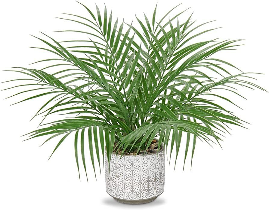 Hollyone Large Artificial Potted Plants Fake Palm Plants 16" Faux Green Plant Plastic Ceramic Tro... | Amazon (US)