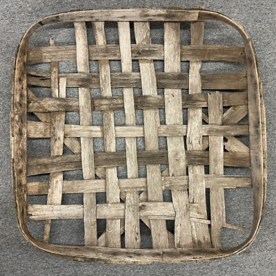 Tobacco Basket KB 7365 Antique Primitive Barn Find Lattice Wood 39" Farm Tool | eBay US