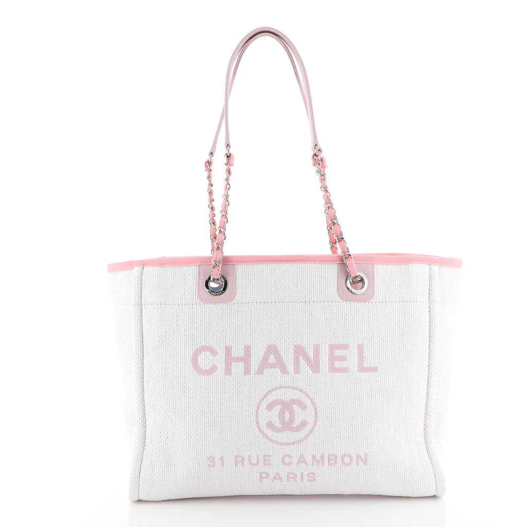 Chanel Deauville Tote Raffia Small White 520481 | Rebag