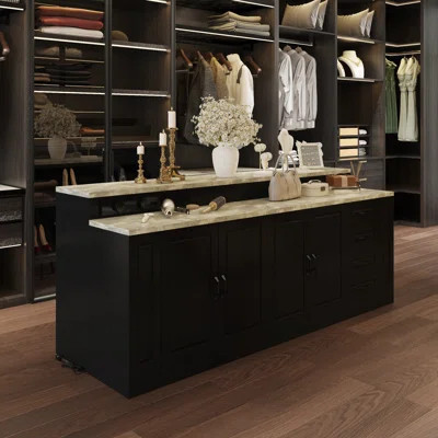 4 Drawer And 4 Shelves Closet Island With Three Outlets | Wayfair North America