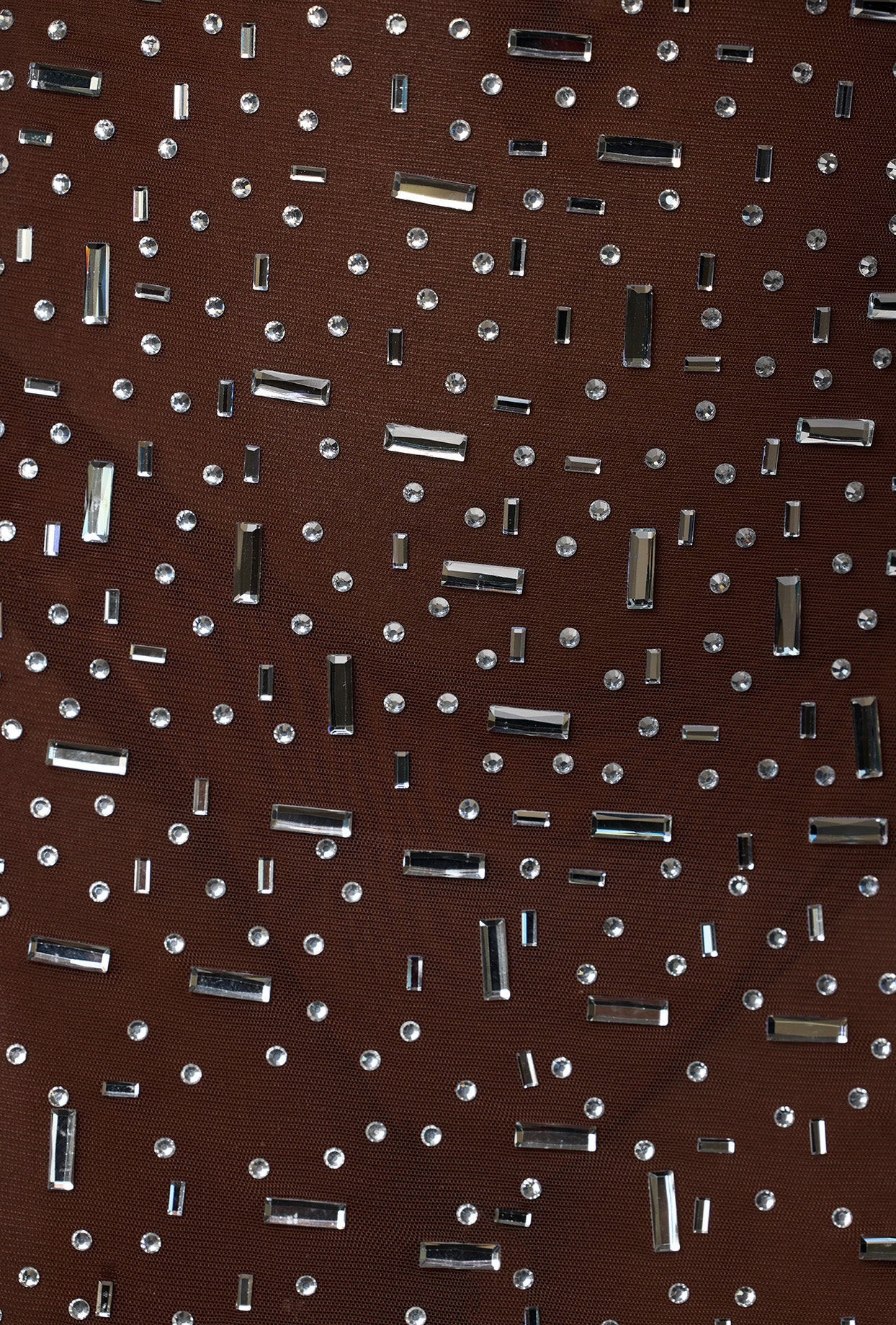 Sheer Embellished Scoop Neck Evening Gown in Deep Cocoa | Oh Polly