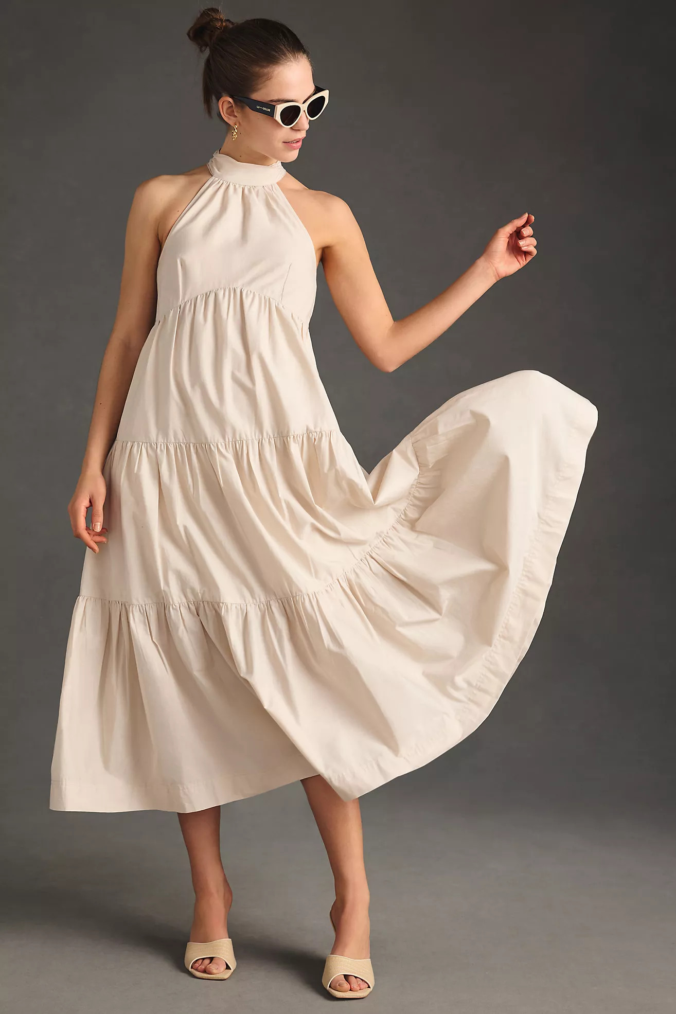Maeve Tiered Halter Midi Dress | Anthropologie (US)