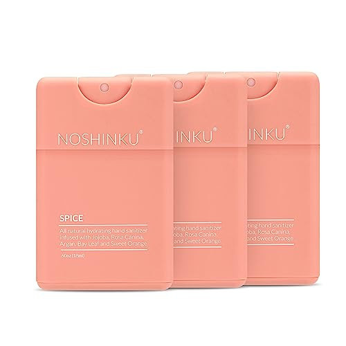 Noshinku Spice (Sweet Orange + Bay Leaf) Refillable Pocket Hand Sanitizer 3-Pack | Organic Antibacterial Sanitizing Mist with Moisturizing Botanical Oils | Kills 99.9% of Germs | Travel Size | Amazon (US)