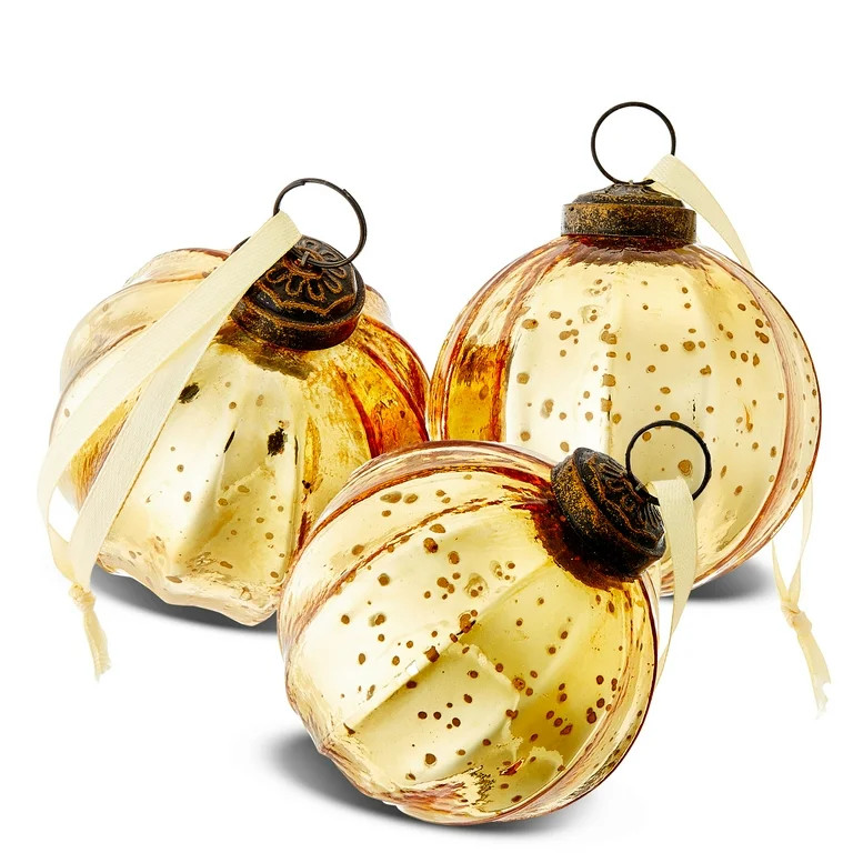 Gold Glass Ball Christmas Ornaments, 3", 6 Count, by Holiday Time | Walmart (US)