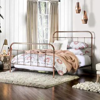 Furniture of America Vore Contemporary Gold Metal Panel Bed (California King) | Bed Bath & Beyond