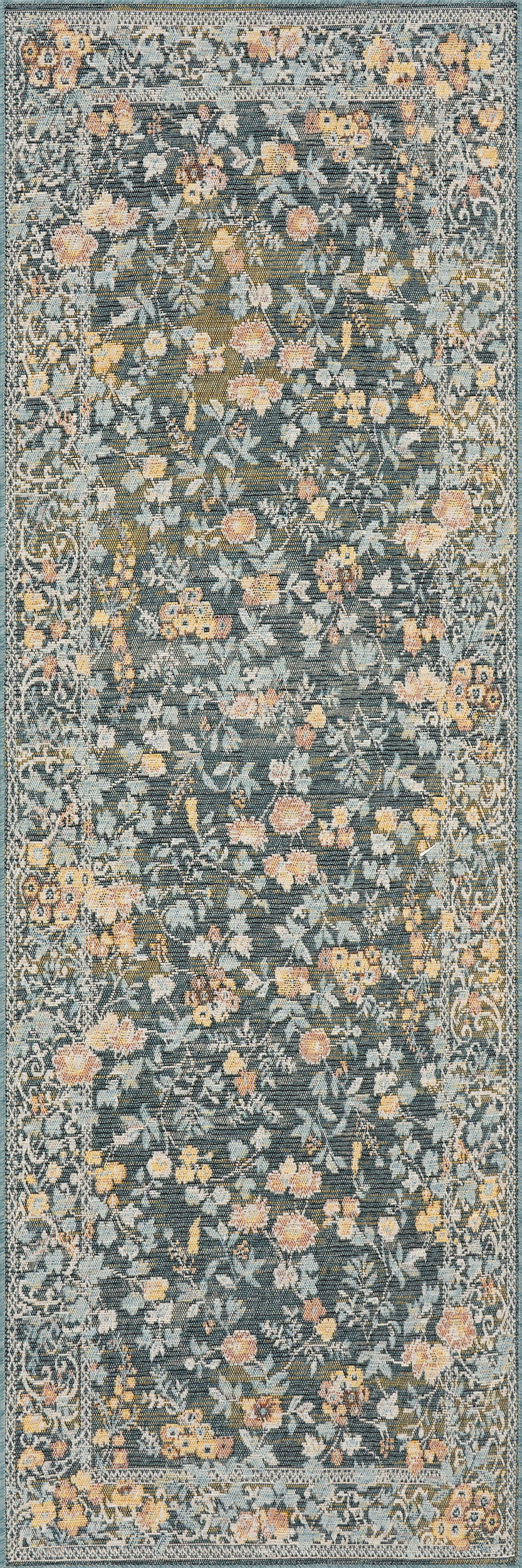 Blue Elizaya Transitional Floral Indoor/Outdoor 2' 6" x 8' rug | Rugs USA
