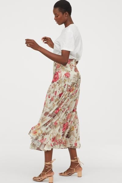 Gemusterter Rock - Hellbeige/Geblümt - Ladies | H&M DE | H&M (DE, AT, CH, NL, FI)