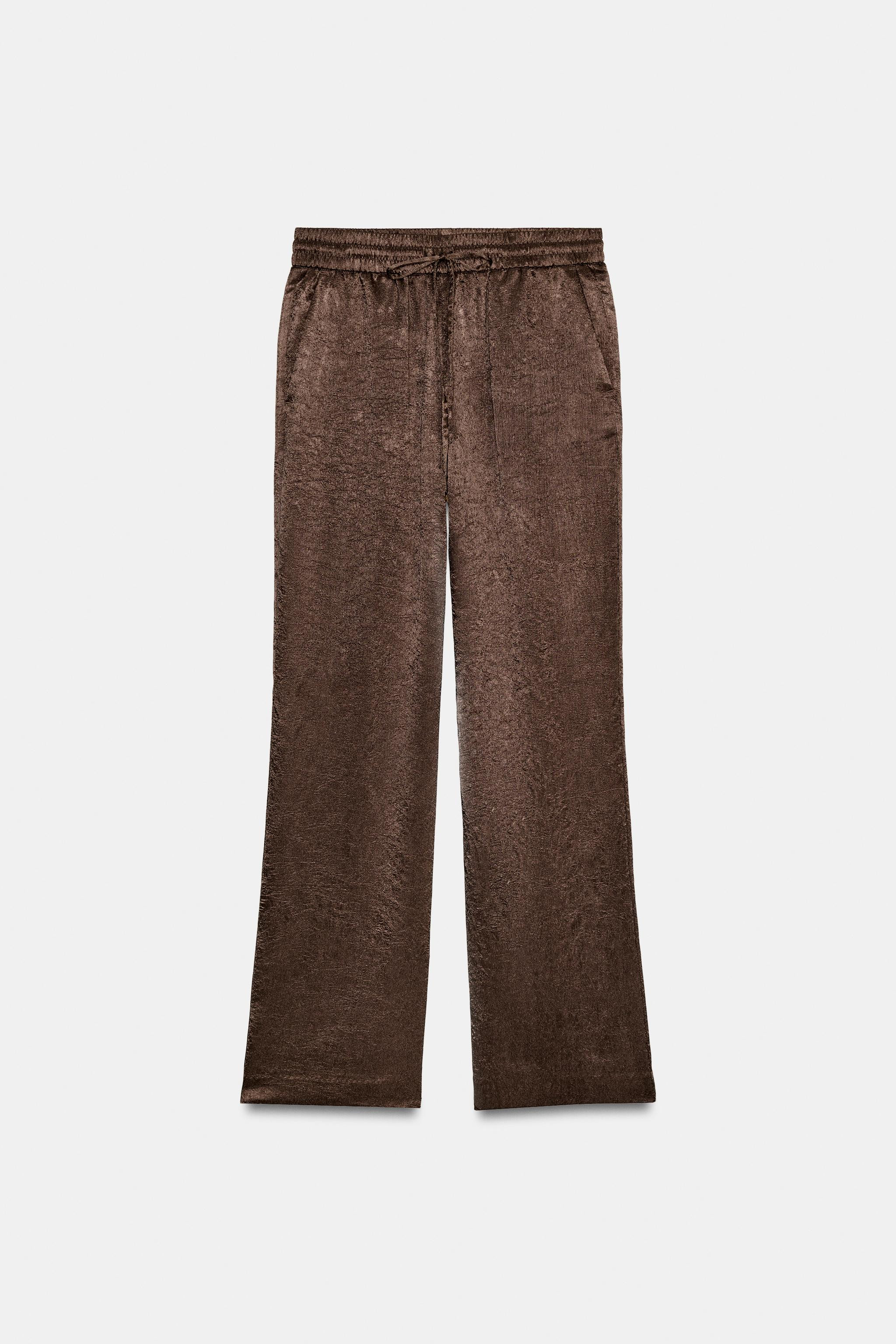 WRINKLE-LOOK FLOWY PANTS | Zara US