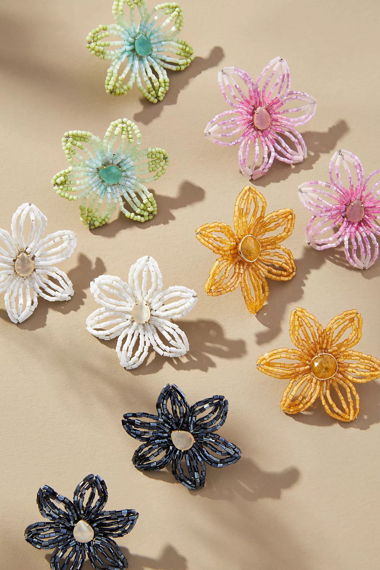 Small Beaded Floral Post Earrings | Anthropologie (US)