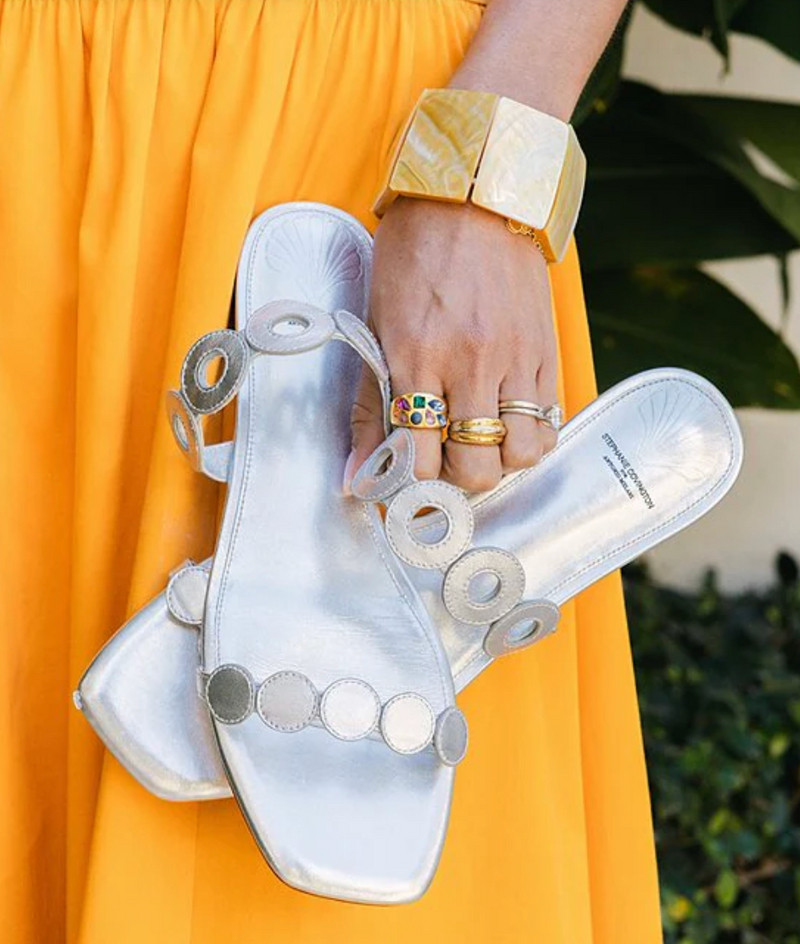 Dillards - Aida Leather Double Band Disk Flat Sandals