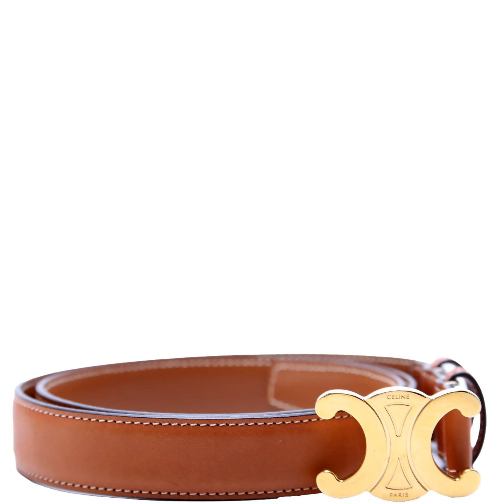 Triomphe Medium Taurillion Leather Belt Size 80/32 Brown | Keeks Designer Handbags