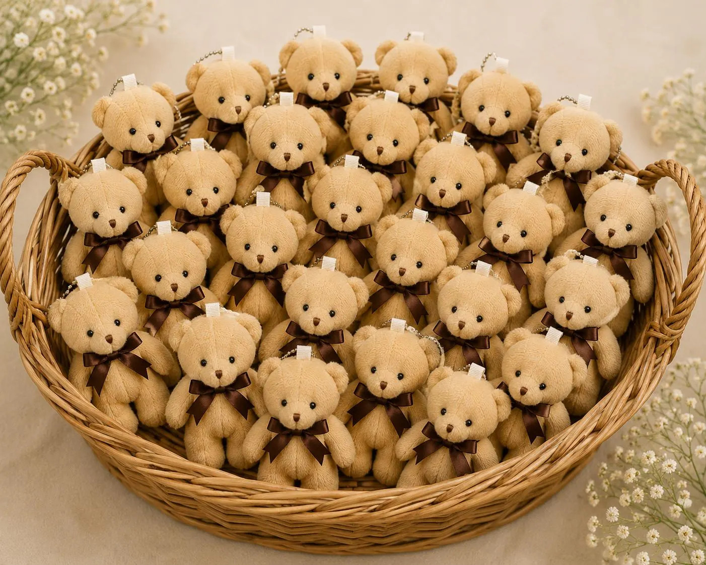 24 Teddy Bears Little Light Brown With Key Chain 4.7in Height Set, Baby Shower, Birthday, Wedding, Flowers Bouquet Favors | Etsy (Global)