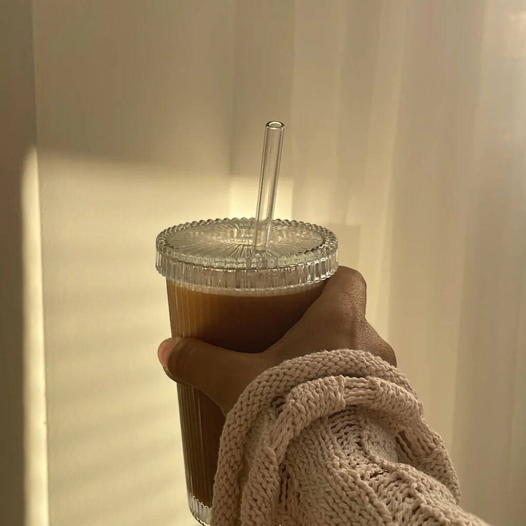 Iced Coffee Glass With Lid And Straw Taller | Not On The High Street