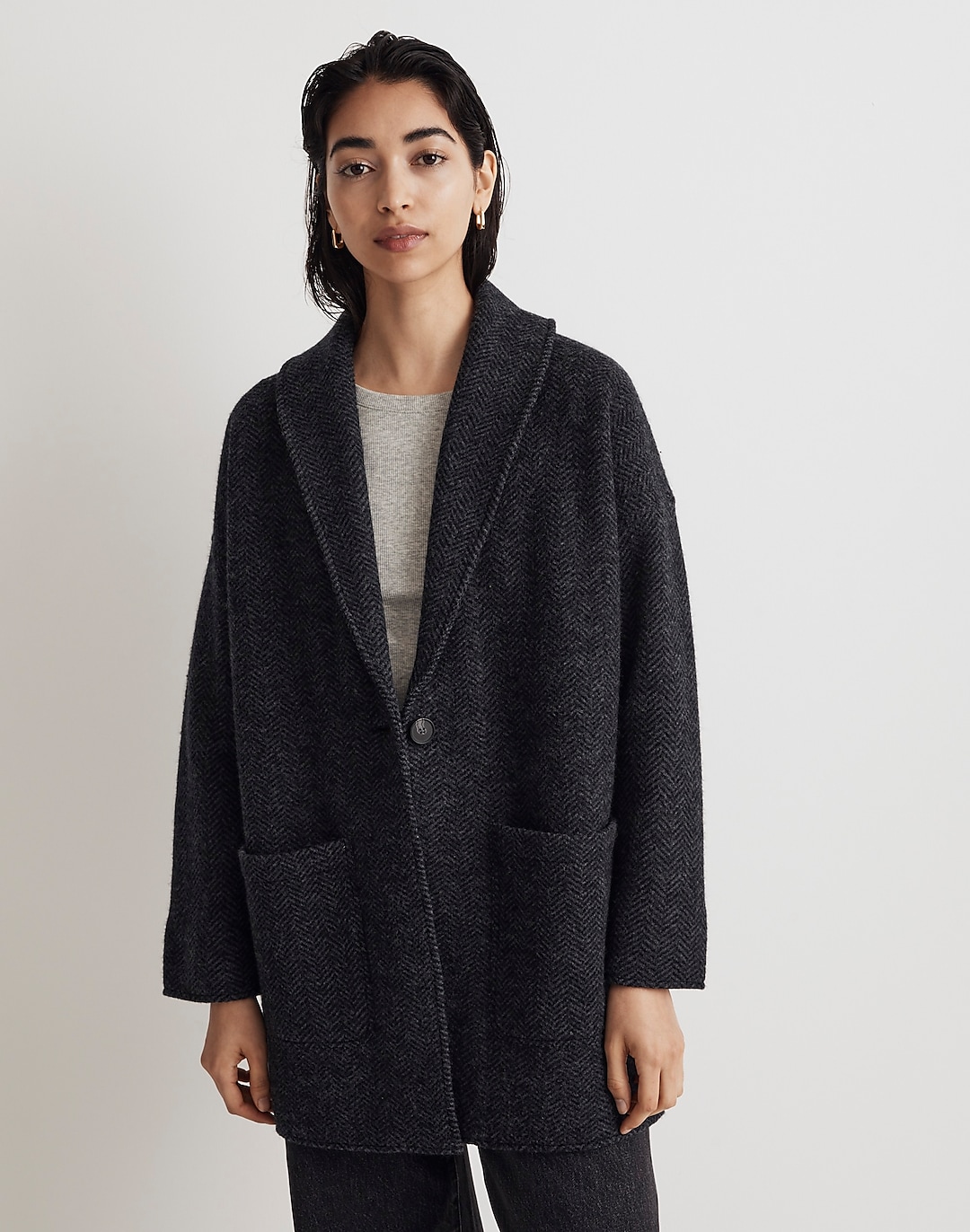 Herringbone Oversized Sweater Blazer | Madewell