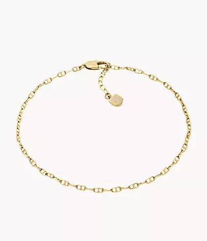 Heritage D-Link Gold-Tone Brass Chain Anklet | Fossil (US)