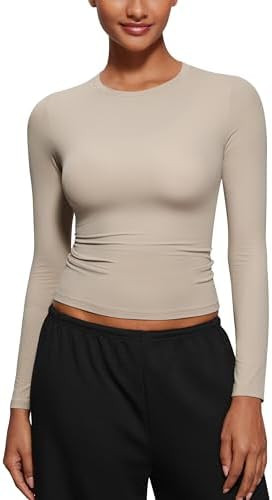 CRZ YOGA Softembrace Crewneck Long Sleeve Shirts for Women - Casual Going Out Tops Soft Basic Fit... | Amazon (US)