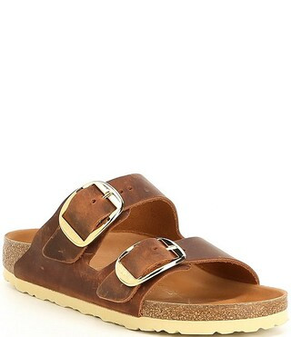 Women's Arizona Oiled Leather Big Buckle Slide Sandals | Dillard's