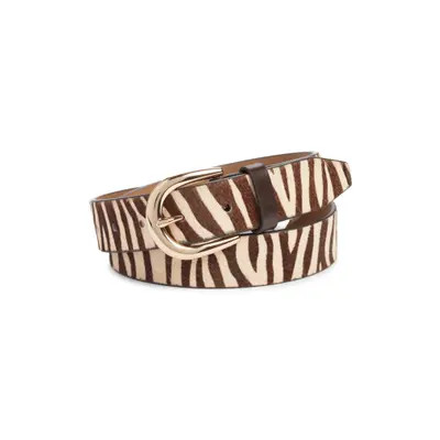 Nordstrom Melony Genuine Calf Hair Belt in Ziger at Nordstrom, Size X-Small | Nordstrom