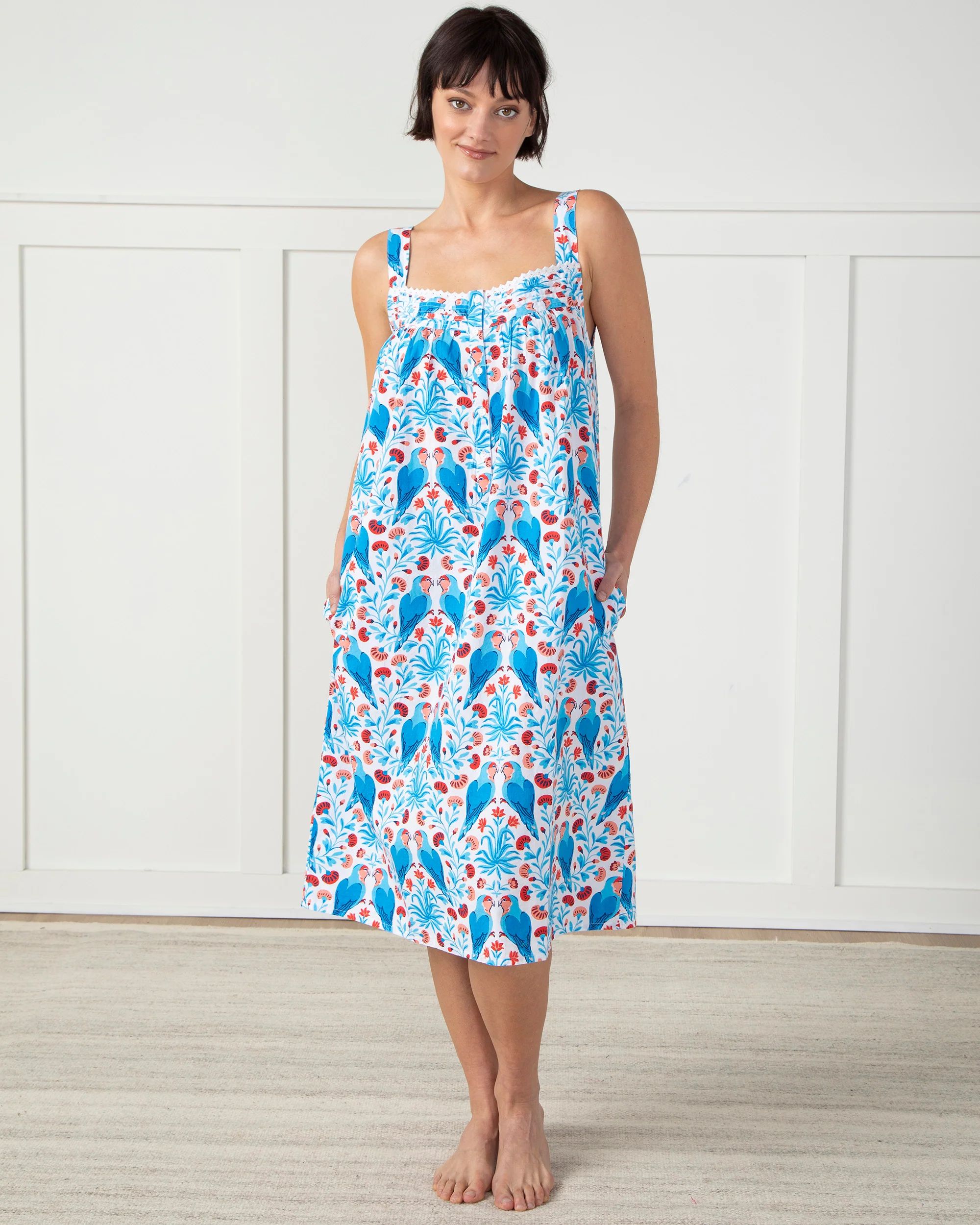 Lovebirds - Back to Bed Nightgown - Blue Cloud | Printfresh