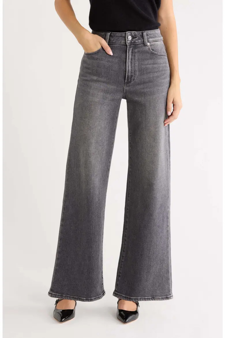 PAIGE Anessa High Waist Wide Leg Jeans in Malibu Mist at Nordstrom, Size 28 | Nordstrom