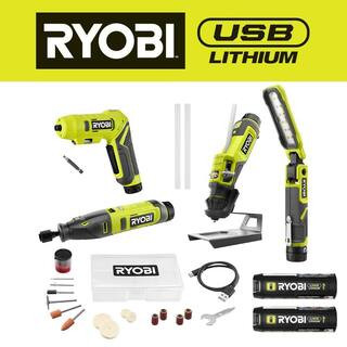 USB Lithium Project Kit with Rotary Tool, Inspection Light, Screwdriver, Glue Pen, (2) 2 Ah Batte... | The Home Depot