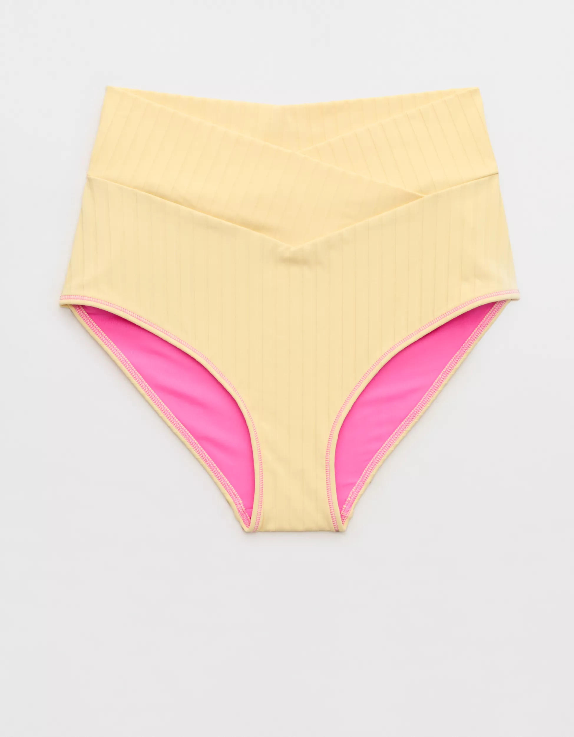 Aerie Ribbed High Waisted Full Coverage Bikini Bottom | Aerie