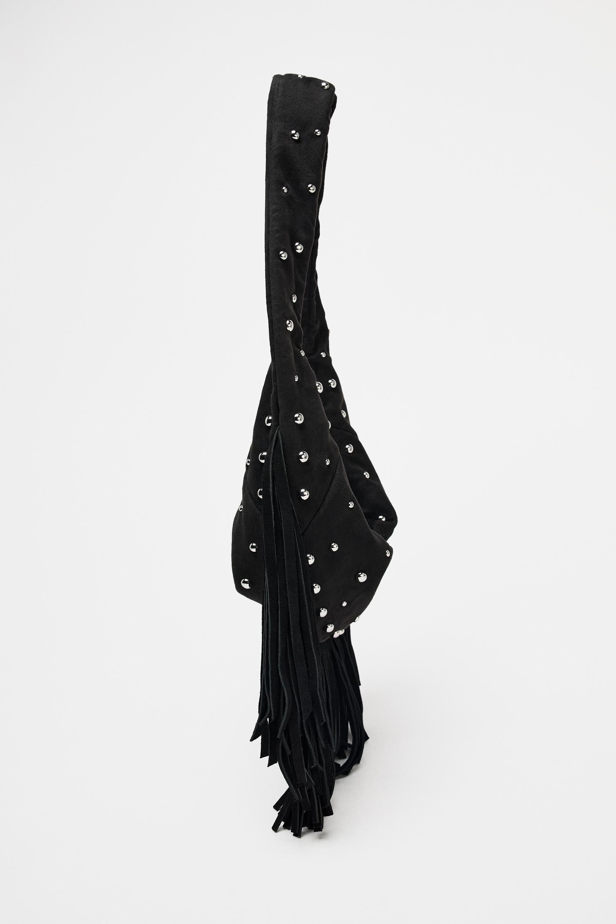 OVAL FRINGED STUDDED BAG | Zara US