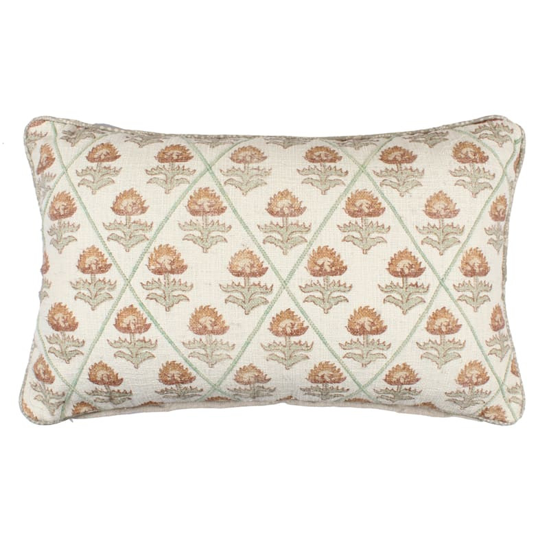 Yellow Diamond Flower Print Throw Pillow, 14x22 | At Home