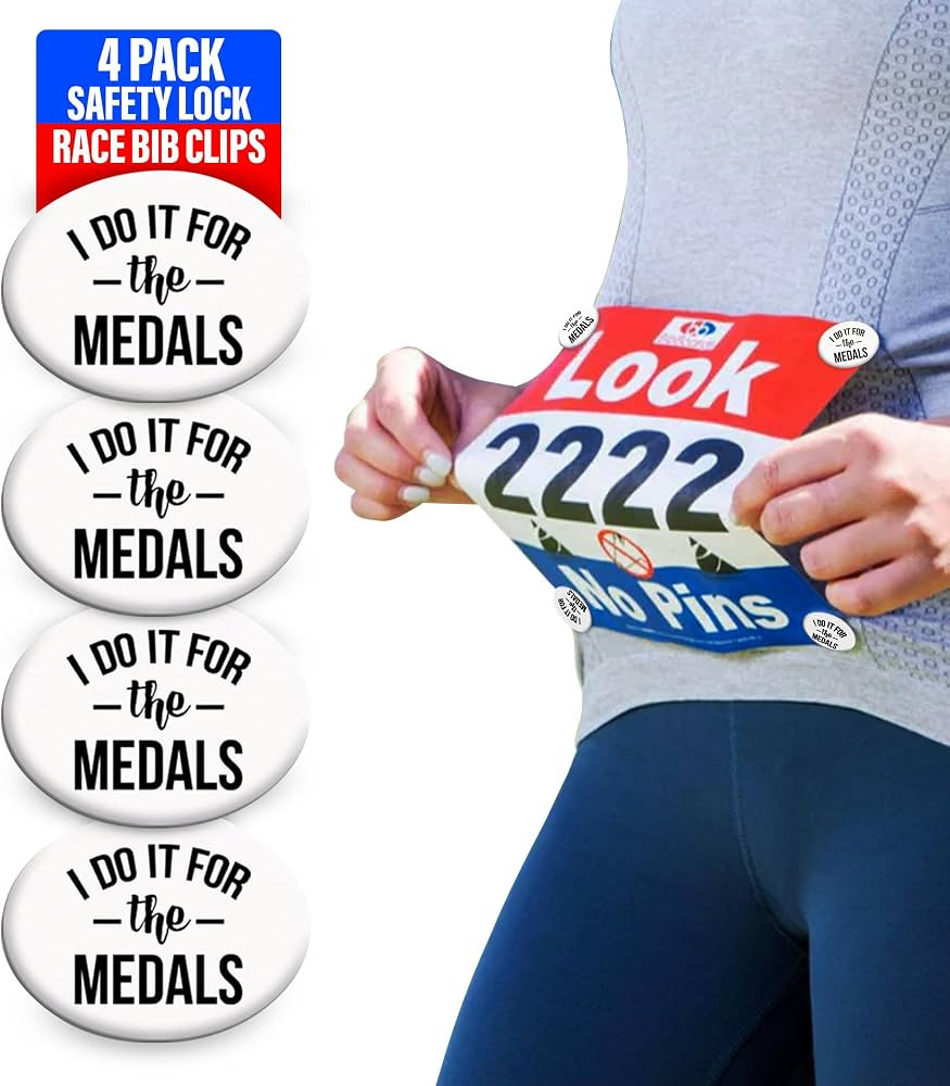 bibSNAPS Race Bib Clips - Safety Lock Fasteners - Secures Running, Marathon, Cycling and Event Nu... | Amazon (US)