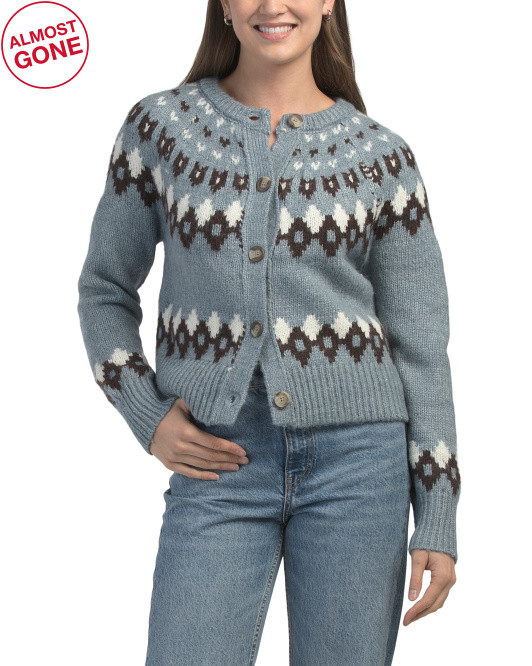 Button Down Cardigan With Ribbed Crew Neck | TJ Maxx