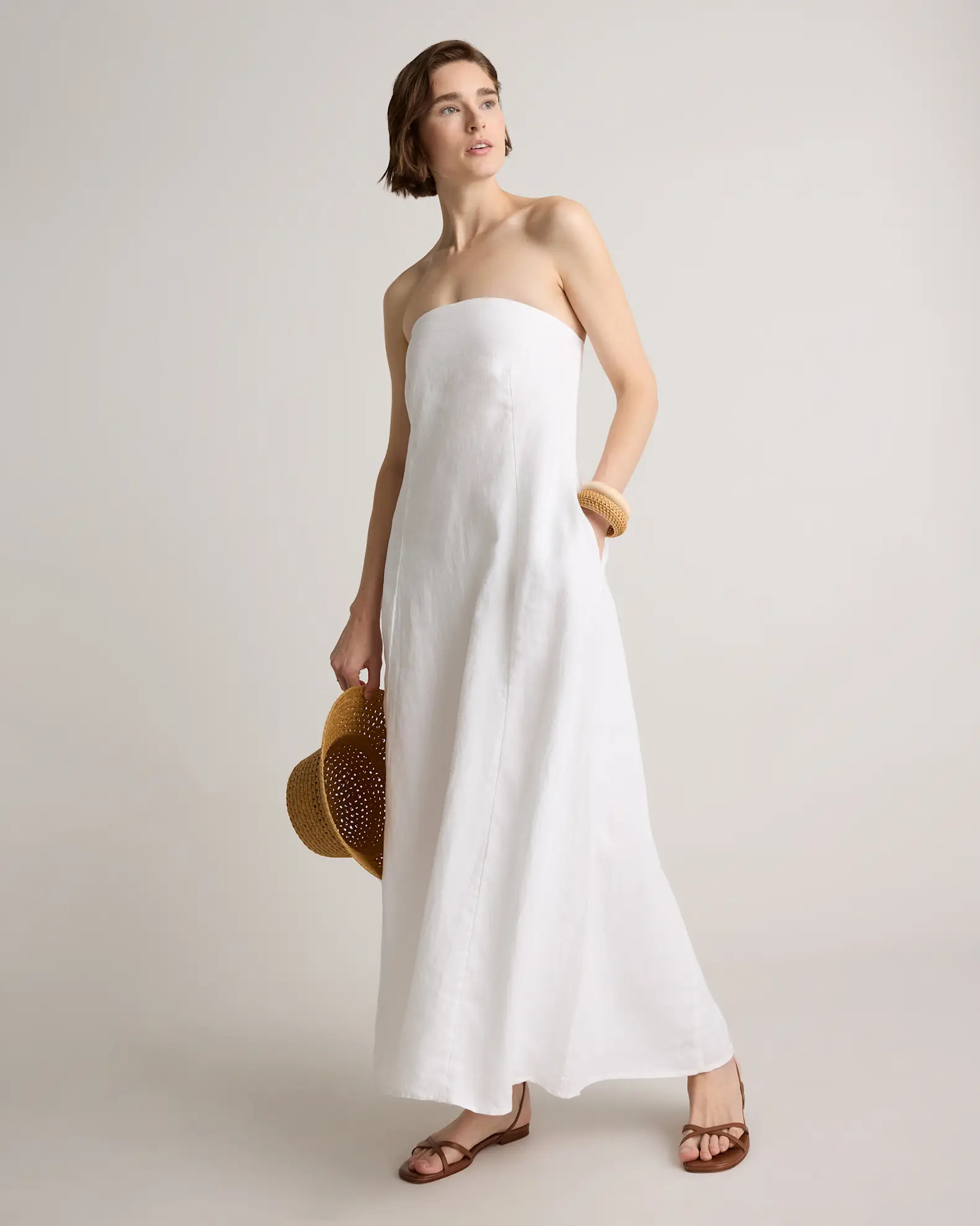 100% European Linen Strapless Maxi Dress | Quince