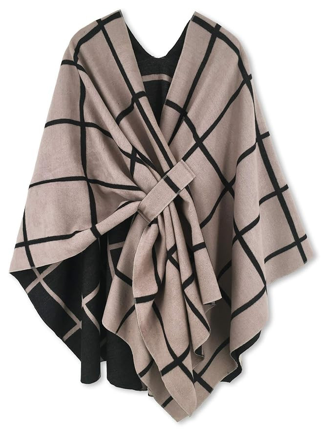 Women Poncho Shawl Cardigan Open Front Elegant Cape | Amazon (US)