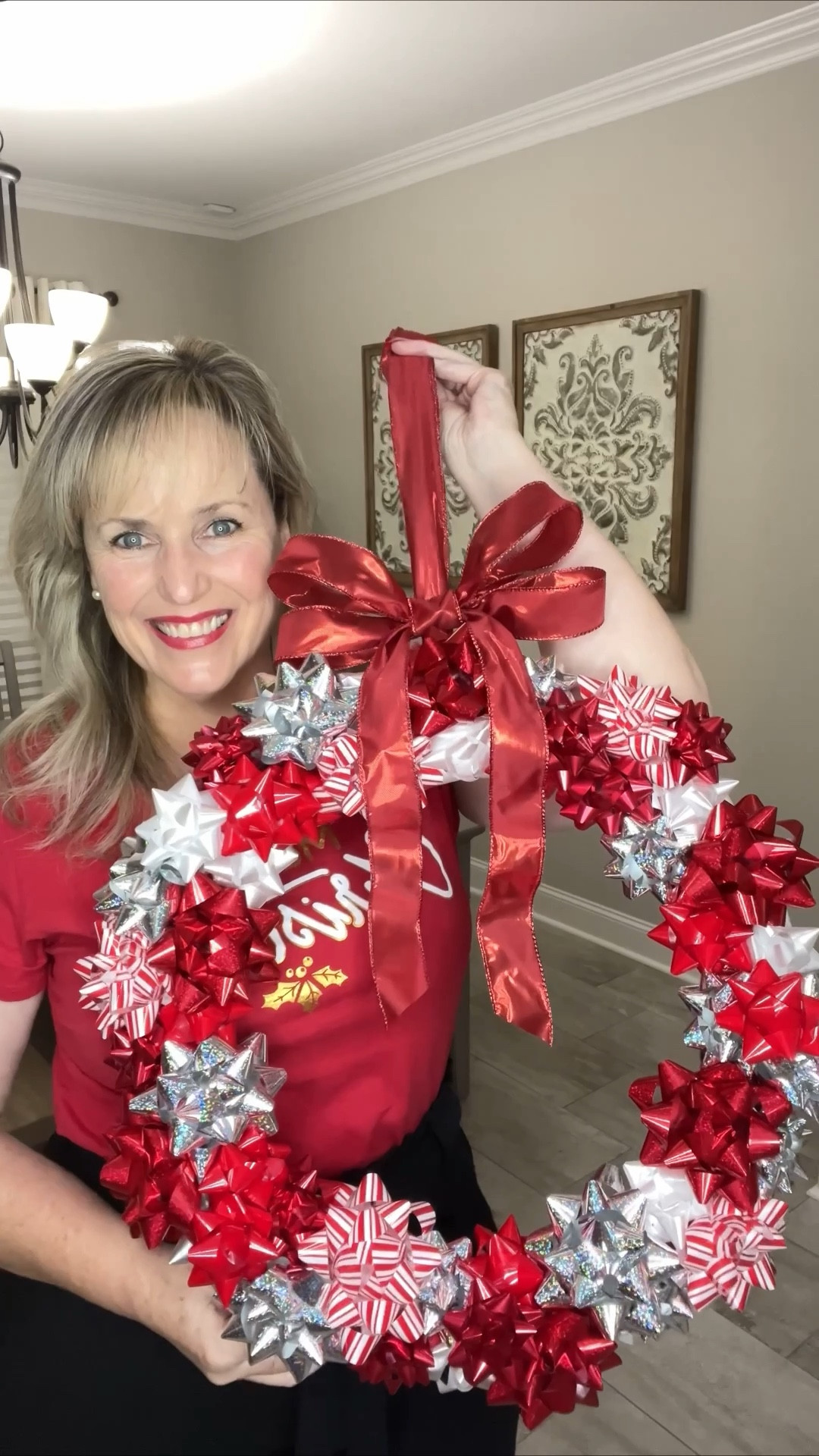 🎁Fun DIY Bow Christmas Wreath! 
🎁I’m hanging it in my grand babies playroom. 
#Christmas #wreath #festive #fun #bow #bows #ribbon #wirewreath #stickbows #home #decor #Christmasdecor

#LTKHoliday #LTKSeasonal #LTKHome
