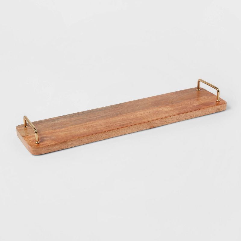 20&#34; Mango Wood Serving Board with Gold Metal Handles - Threshold&#8482; | Target